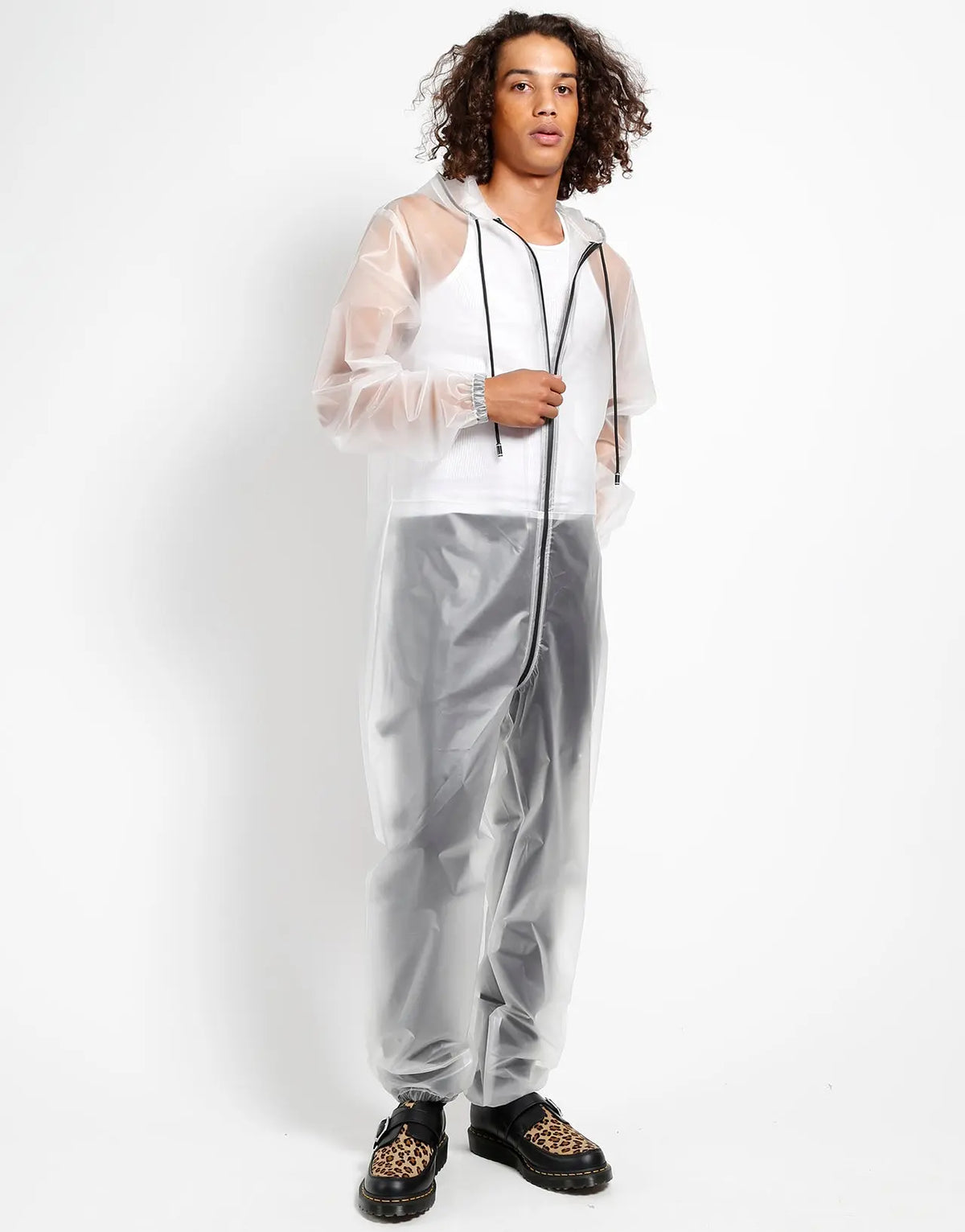 Men's Unisex Sizes Transparent Overalls - Thermoplastic Zipper-Closure Jumpsuit, Hand Wash Only, for Casual Daily Wear, Show Your Drip