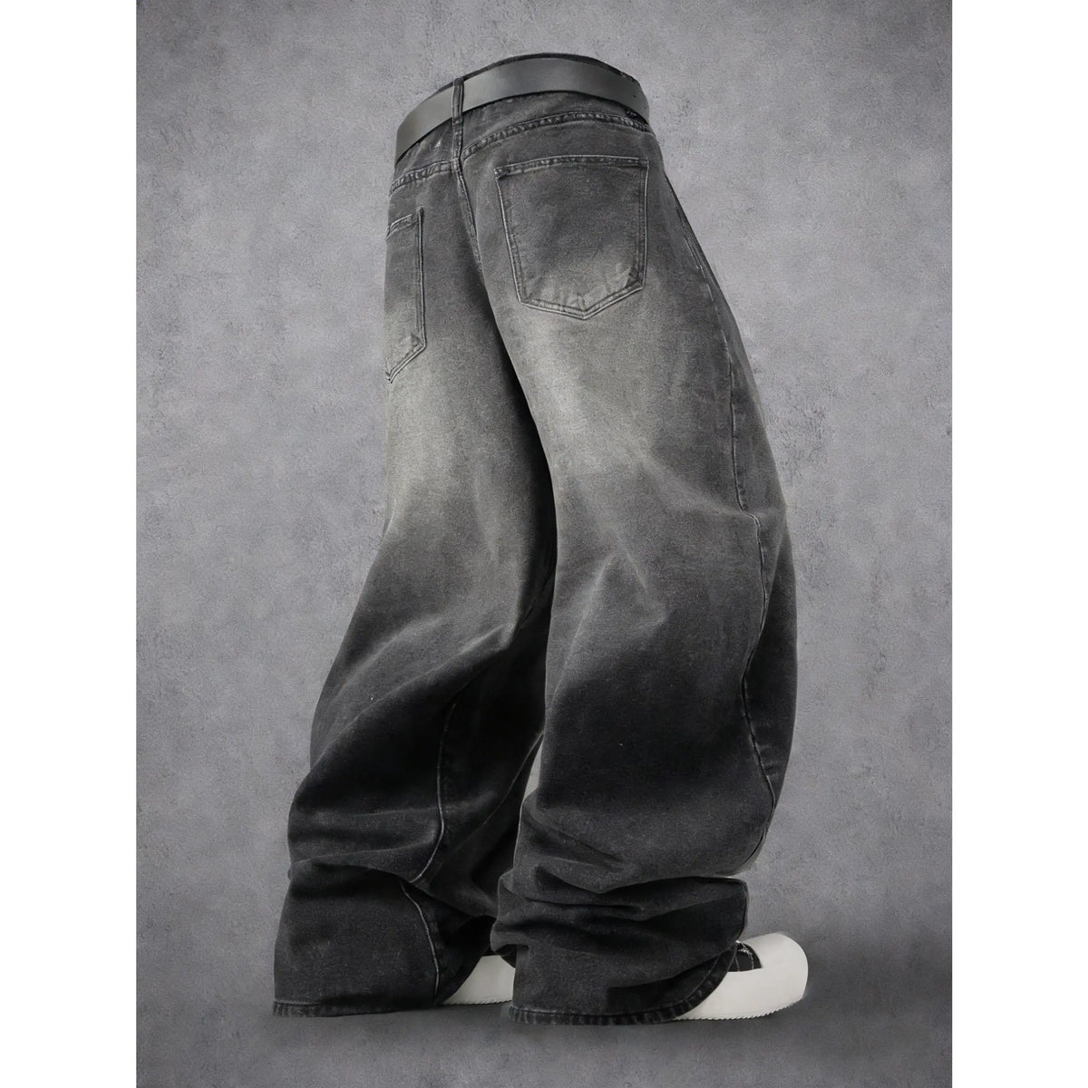 Men's Y2K Distressed Flame Baggy Jeans - Menswear Retro Casual Swag Clothes Products, Vintage Washed Black Denim, Frayed Patchwork, Streetwear Wide Leg Pants for Concert, Festival