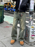 Men's Vintage Washed Classic Loose Fit Denim Jeans, Pocket, Urban Street Style Streetwear, Loose Street Fashion, Casual Daily Wear, Natural Waist, Zipper Fly, All Seasons, Loose Jeans Trousers, Pants, Plain Jeans Pants