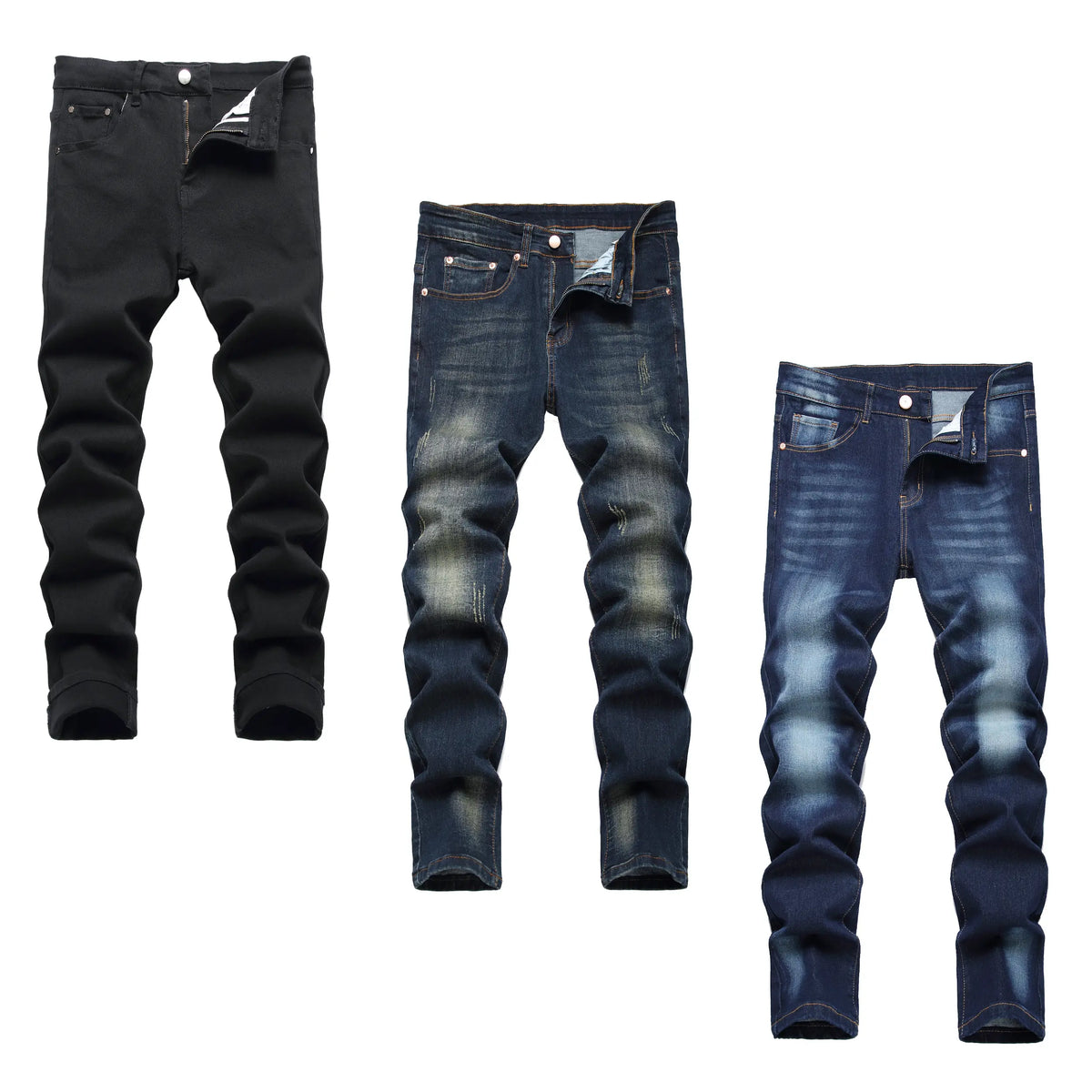JUNBAOSS Men's Multi Pack Slim Fit Stretch Jeans Colored Skinny Jeans for Men, Distressed Straight Leg Casual Fashion Comfort Flex Waist Denim Pants, Menswear Classic Street Style Cotton Fabric Jean Natural Hipster Personalized Stylish Streetwear Jeans su