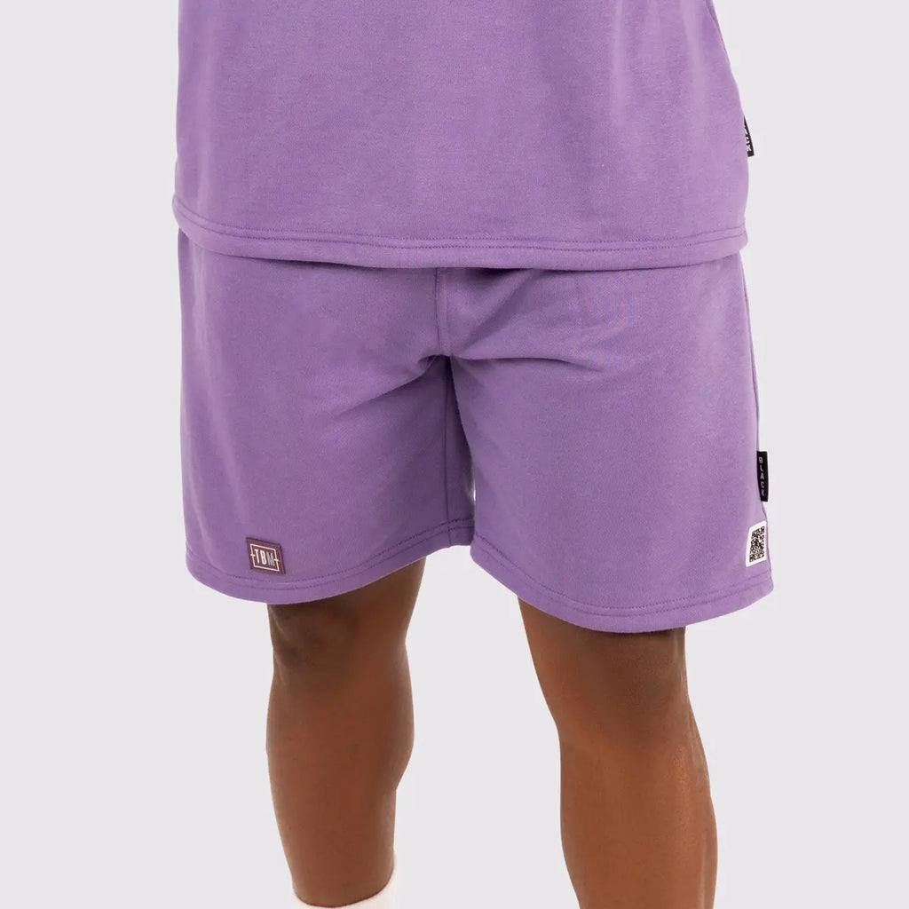 Summertide Bliss Men's Shorts, Old Lavender 100% Cotton Casual Plain Matching Sweat Shorts Set Athleisure Outfit Clothing Menswear