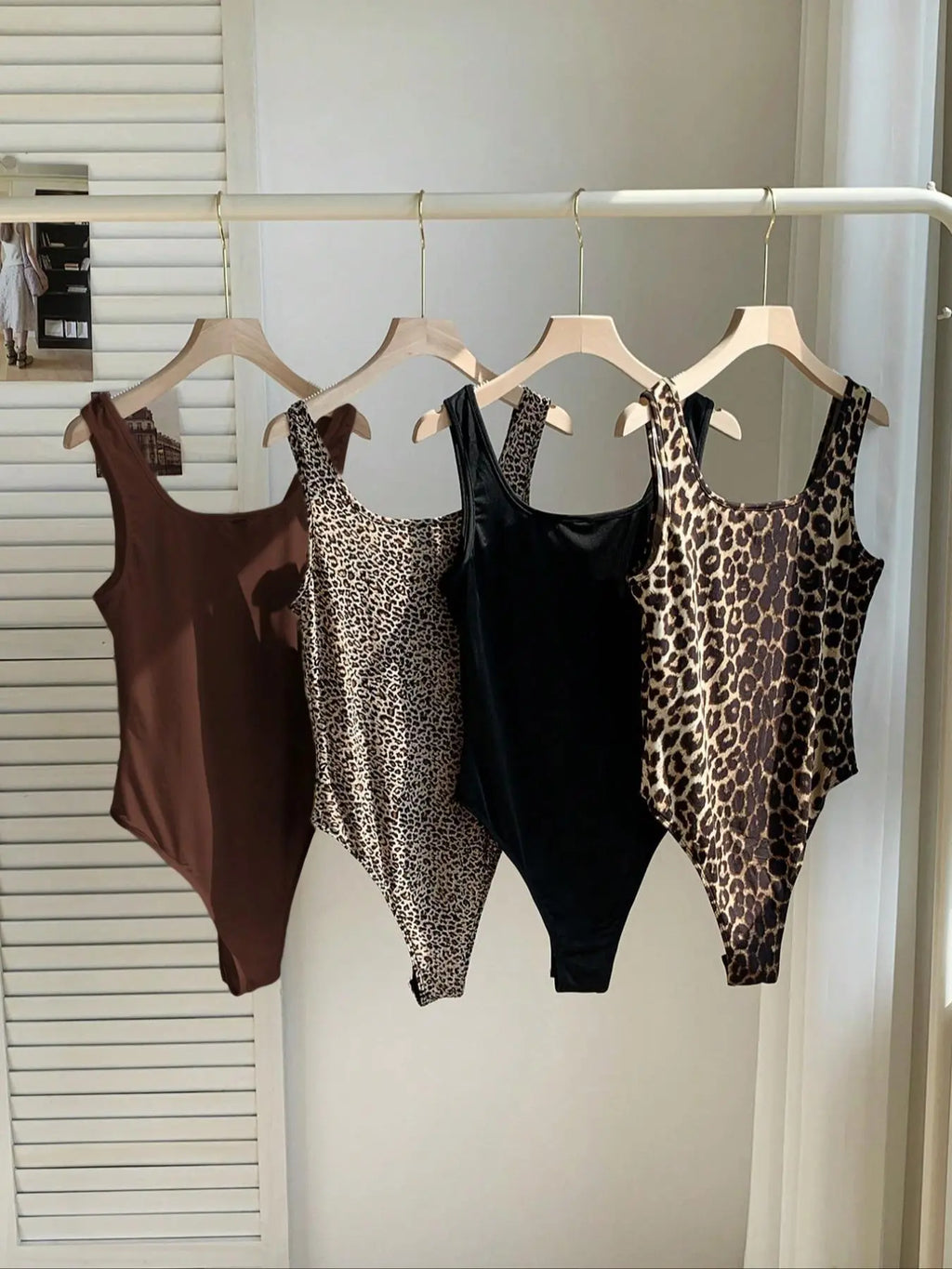 Women's Solid / Leopard Print Overalls Bodysuit, Casual Comfy Sleeveless Bodysuit for Daily Wear, Ladies Clothes for All Seasons Overalls Outfit